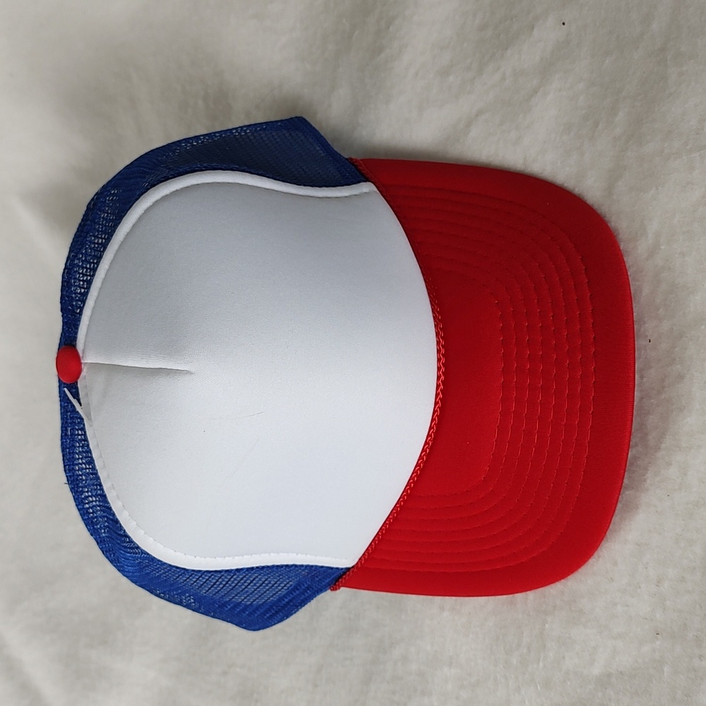 Red white and blue plain trucker hat